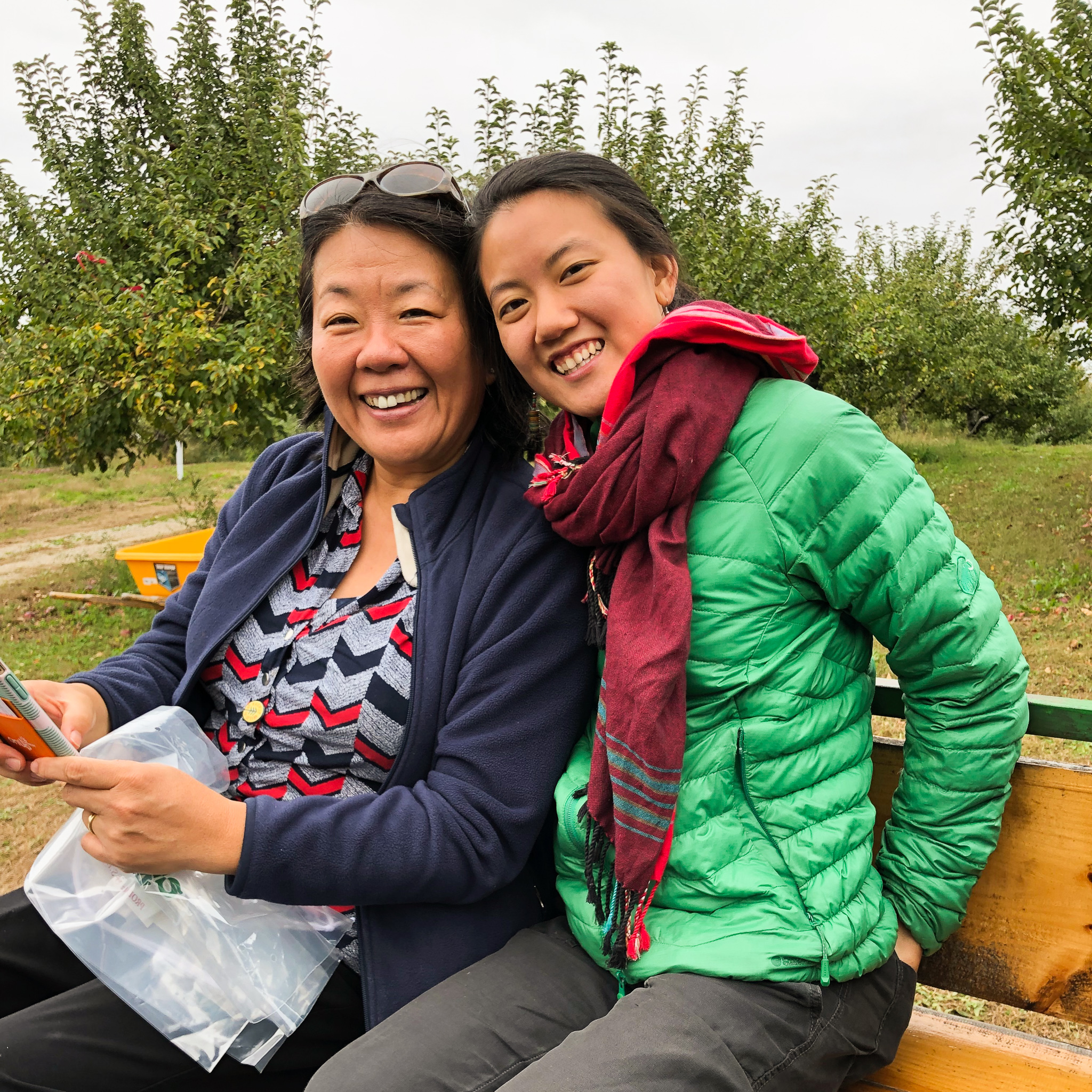 Kristen sits with her mom before a long hike.