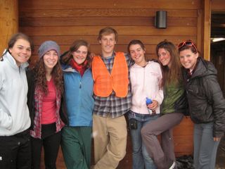 Kevin, the orange vest, and some lady semester students.