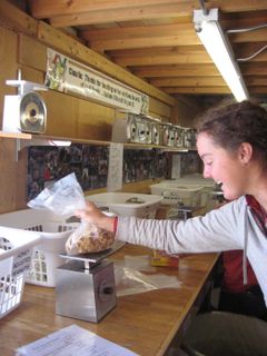 Students bag rations for their winter sections.