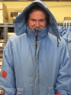 Neil shows off his winter jacket.