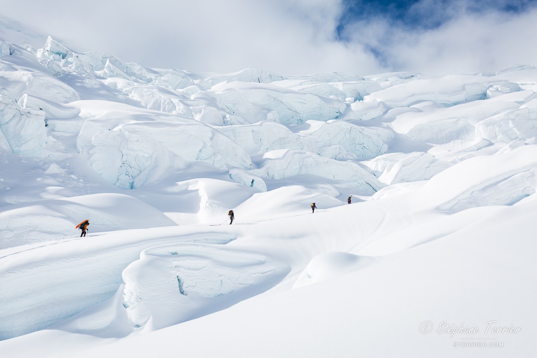 Crevasses and seracs