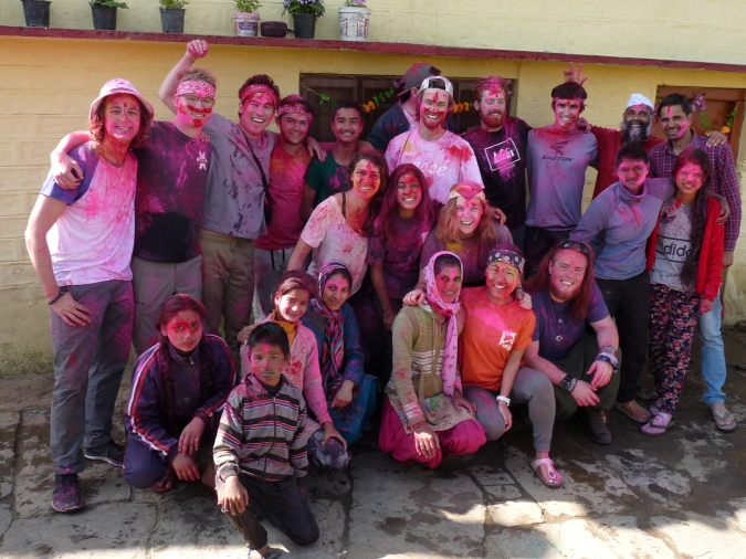 Group of gap year students in India