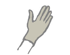 sketch of hand wearing glove