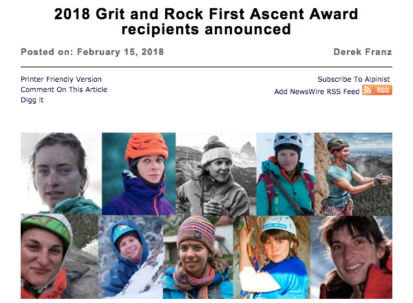 Headshots of the ten 2018 Grit & Rock First Ascent Award recipients