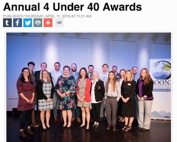 2019 finalists for Boone, North Carolina Chamber of Commerce "4 Under 40" awards