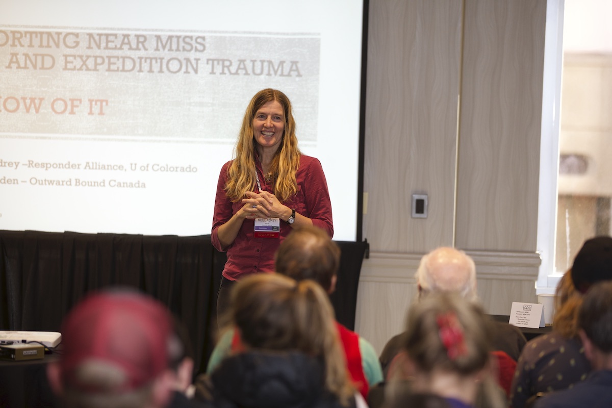 Laura McGladrey presents on stress injuries at the 2019 WRMC