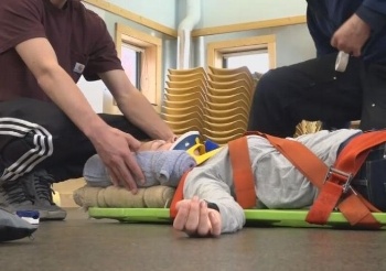 Students practicing skills Photo by Landon Harrar