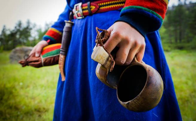 A Scandinavian wearing traditional clothing.